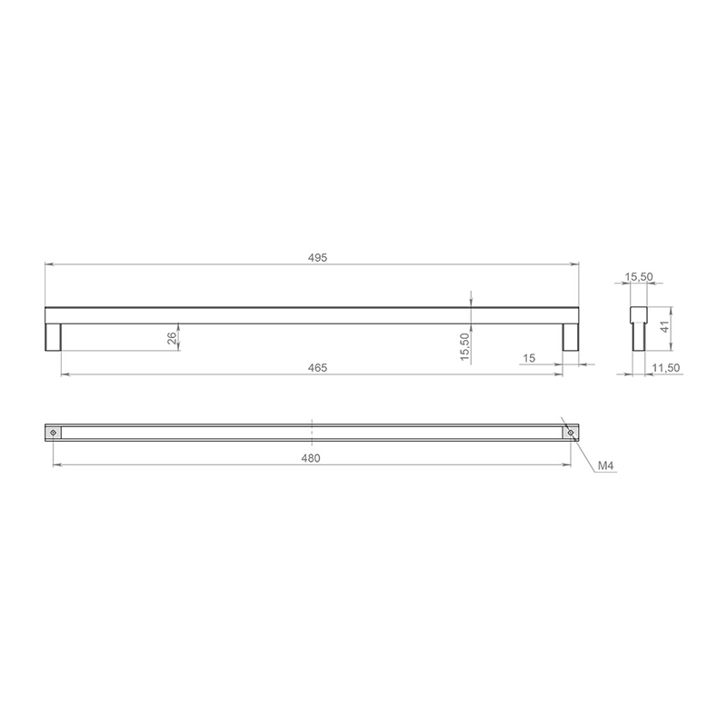 Ручки релінгові Virno Lines 409-480 чорний