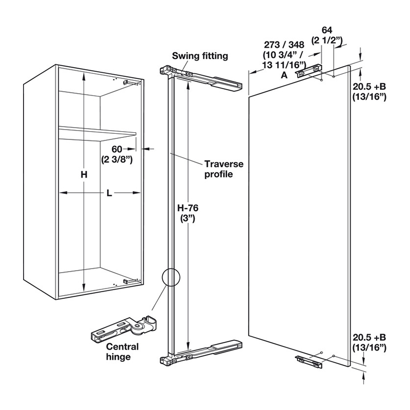 Hafele SWINGFRONT 20 FB Петля шарнирная средняя, цинк серебристая