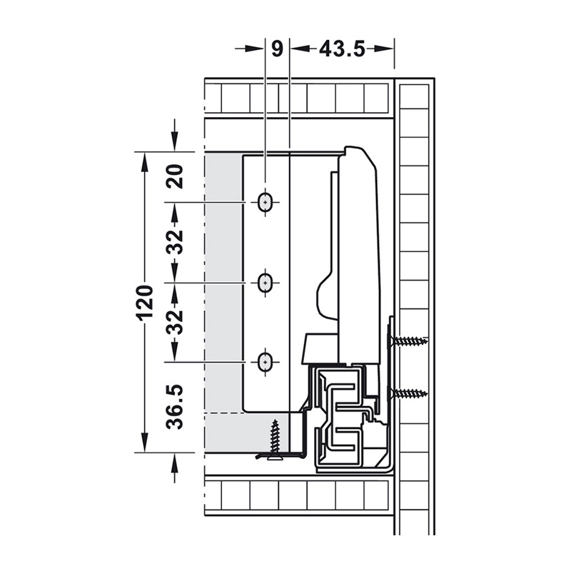 Hafele Matrix Box S35 кг шухляда H = 120 L = 400, білий (направ. + Боковини)