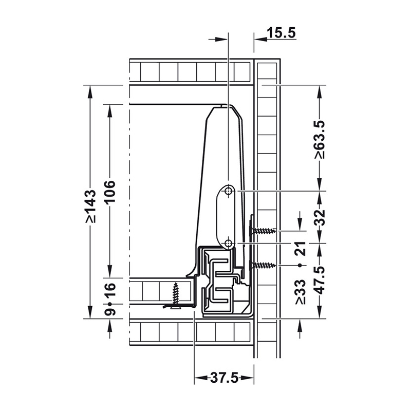Hafele Matrix Box S35 кг шухляда H = 120 L = 400, білий (направ. + Боковини)