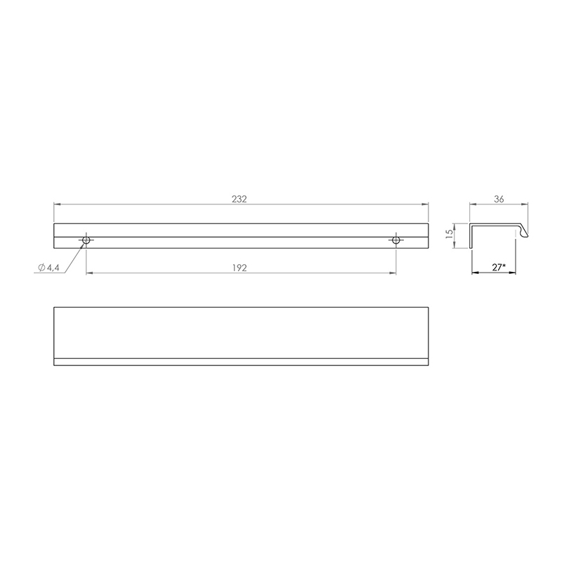 Gamet Ручка профільна UA123-192/232-G4 хром