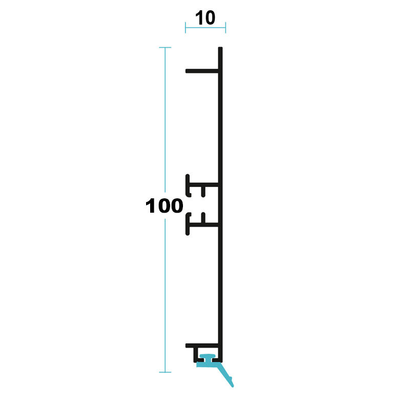 Цоколь алюм. ЧОРНИЙ L = 4000, H = 100 (б / кліпс), Linken System