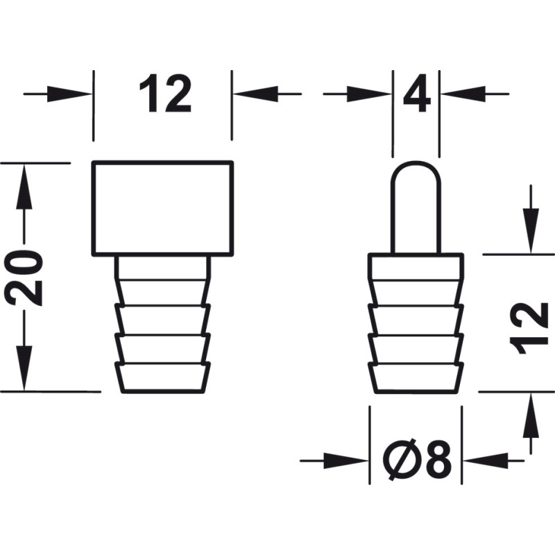 Hafele SLIDO CLASSIC 12 IF J Напрвляющий элемент D8х20, пластик, белый
