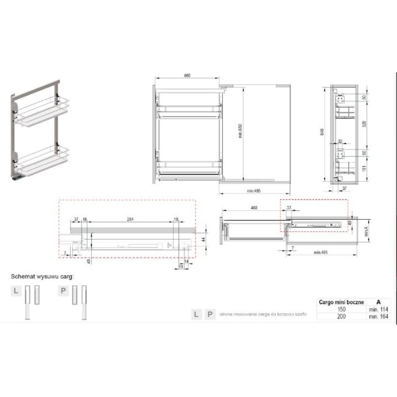 Карго-20 MAXIMA SILVA MINI, левая хром+графит, L-480 мм, (h-680 мм) Rejs