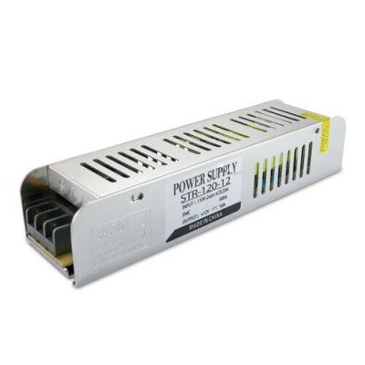 Трансформатор вузький негерметичний,12v 120W 10А (187х46х37 мм)