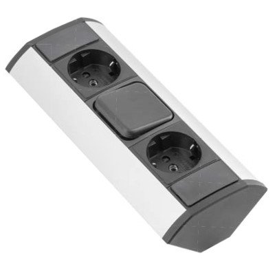 Настільний подовжувач кутовий MINI (2 розетки і 1 вимикач) Schuko