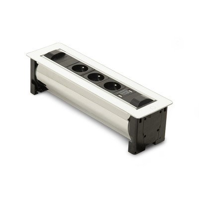 Вбудована розетка Versaturn 3.0 (3 силові розетки + 1USB 5V (2P), біле скло) ASA