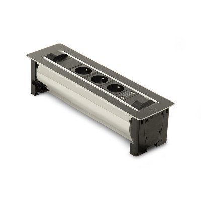 Встраиваемая розетка Versaturn 3.0 (3 силовые розетки +1USB 5V (2P), черное стекло) ASA