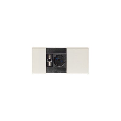 Встраиваемая розетка Versapad (1 силовая розетка,1 USB 5V (2P), белый ASA