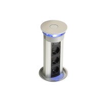 Вбудована розетка Versalux (3 силові розетки + 1USB 5V), хром-чорний ASA
