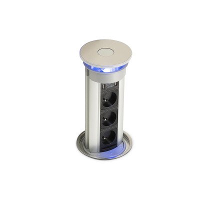 Встраиваемая розетка Versalux (3 силовые розетки +1USB 5V), хром-черный ASA