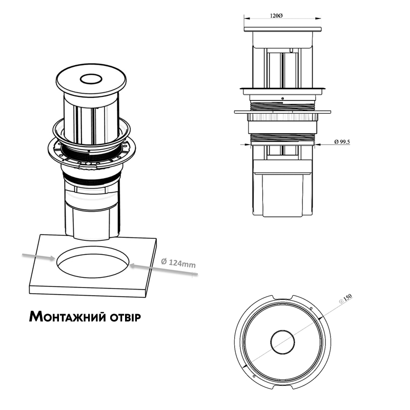 Встраиваемая розетка Versaelite (3 силовые розетки +1USB 5V), хром-глян.черный ASA