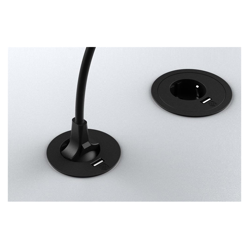 Вбудована розетка Versatag (1 силова розетка + 1 USB 5V (1P), кабель 2м, діам. -80, чорний ASA