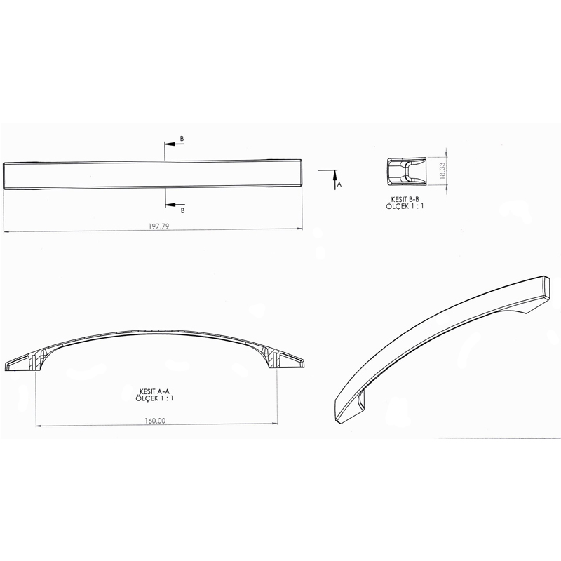 Ручка скоба Ozkardesler FERDA 160mm Матовый хром