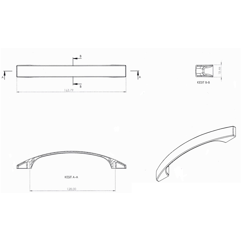 Ручка скоба Ozkardesler FERDA 128mm Матовый хром