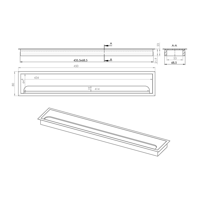 Заглушка электропроводки Virno Lines 80/450 черный
