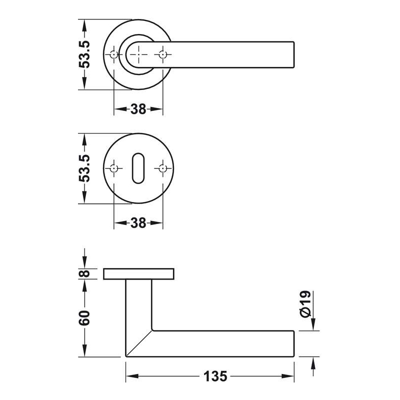 Комплект ручок LDH 2171 WC 8 нерж. сталь чорна, Hafele