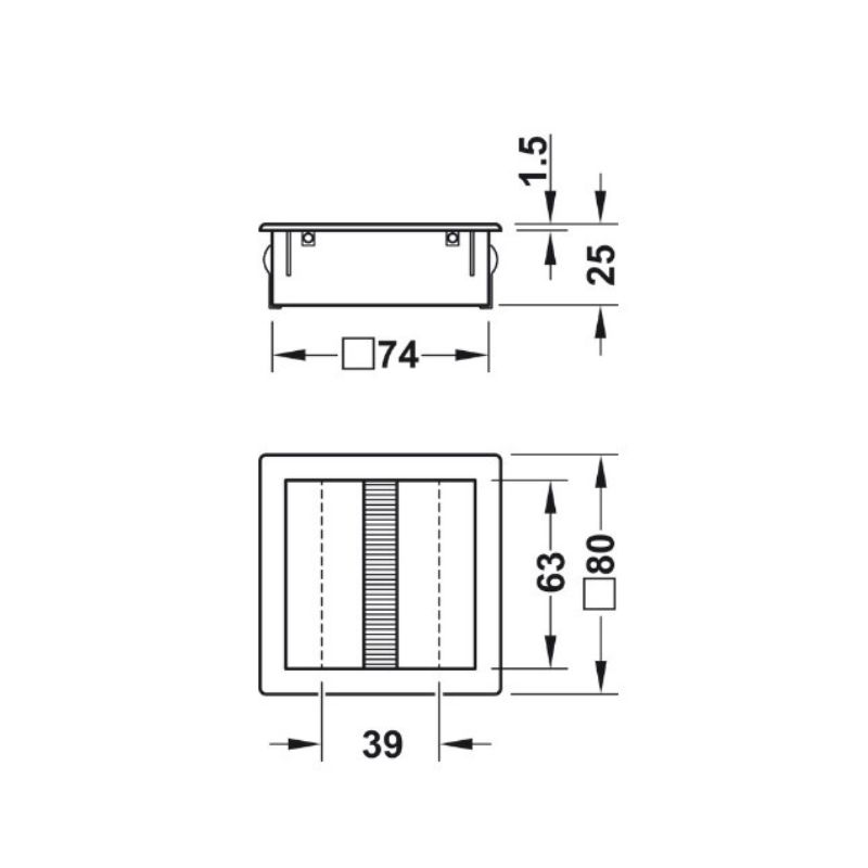 Заглушка электропроводки черная 80x80, Hafele