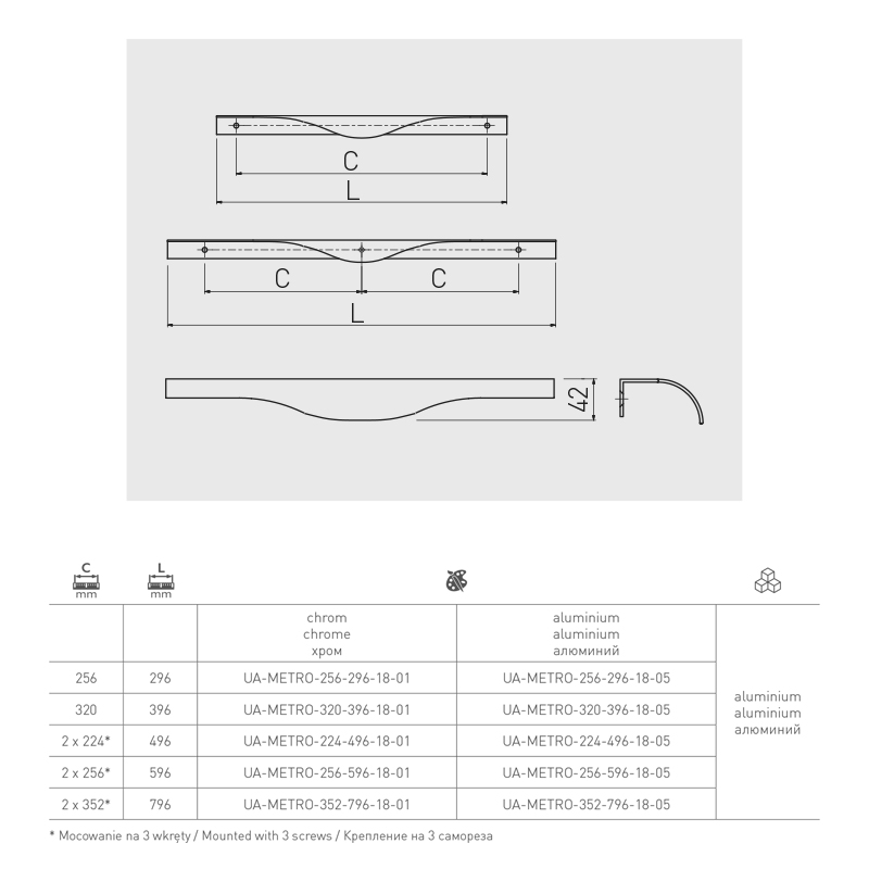 Ручка скоба GTV PICADO-224-496-18 хром