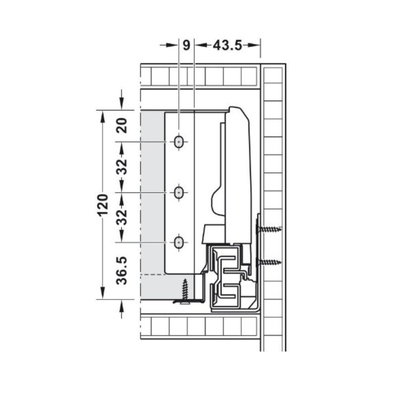 Hafele Matrix Box S35 кг висувна скринька H=120 L=500, антрацит (направ.+боковини)