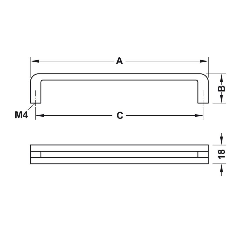 Ручка скоба H1310 чорний матовий 170х28 мм, МЦ 160мм, Hafele