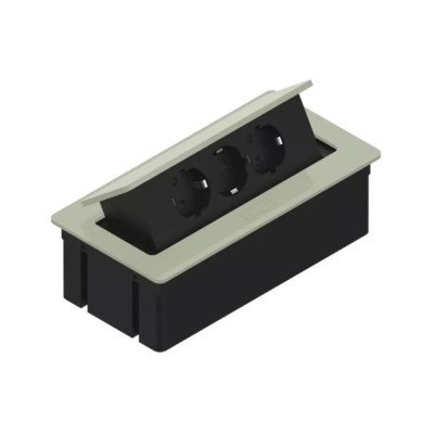 Встраиваемая розетка прямоугольная Серебро (3 розетки) Schuko, Rejs