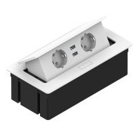 Встраиваемая розетка прямоугольная Белая (2 розетки, 2xUSB 2.1A 5V) Schuko, Rejs