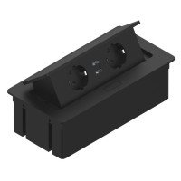 Встраиваемая розетка прямоугольная Черная (2 розетки, 2xUSB 2.1A 5V) Schuko, Rejs