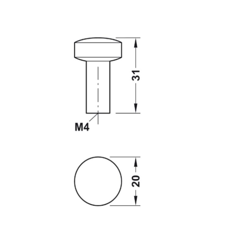 Ручка кнопка H1340 хром полирован., 10 х 31 мм, Hafele