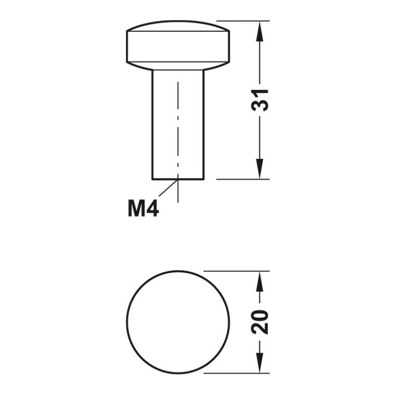 Ручка кнопка H1340 нікель матовий 10 х 31 мм, Hafele