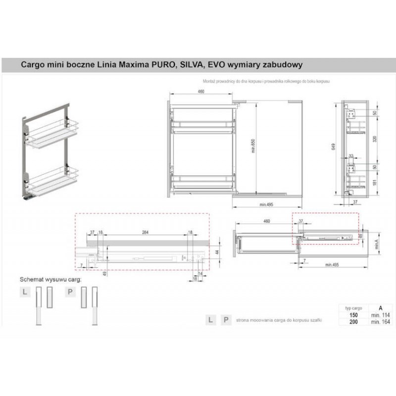 Карго-20 MAXIMA PURO MINI лев. черный мат.+ дуб, L-480мм, Rejs