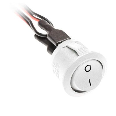Выключатель КНОПКА круглый, белый, 12V DC max 36W, GTV