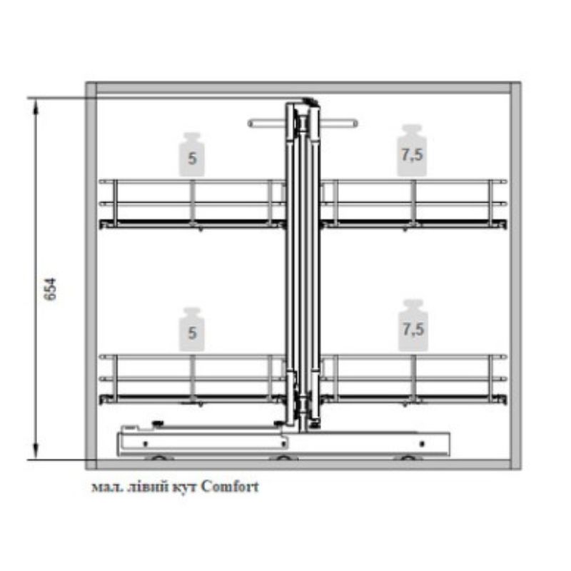 Магічний кут Maxima Classic Corner comfort пр.1000, графіт (445x540x750)