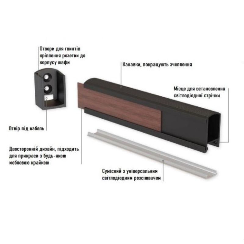 Профіль LED LUMINO заглушка до прямокутного профілю (1 комп.=2 шт.), чорний, Rejs