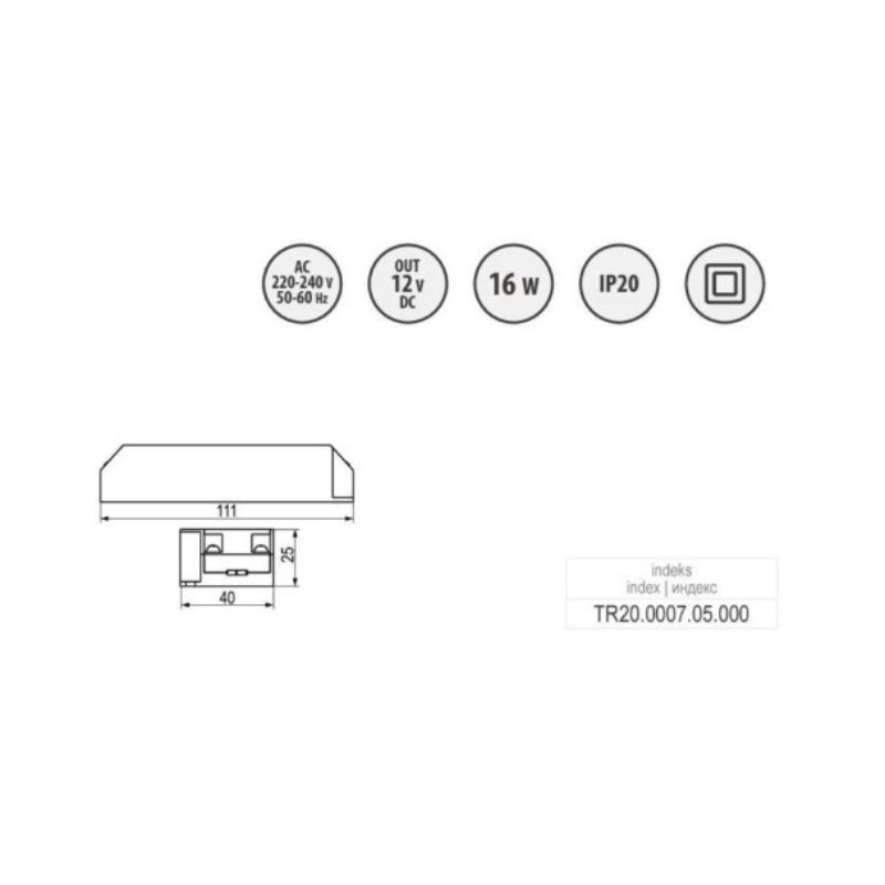 Блок живлення MASTER LED 12V, 65W, input 220-240VAC, IP20