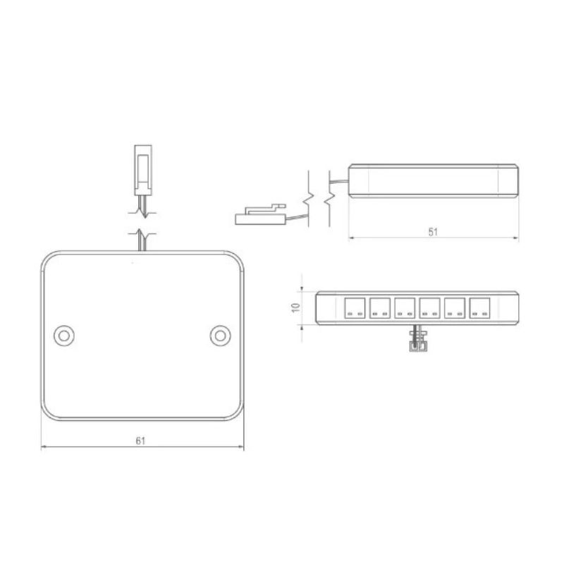 Розподільник 6 портів mini AMP, провід 2 метри