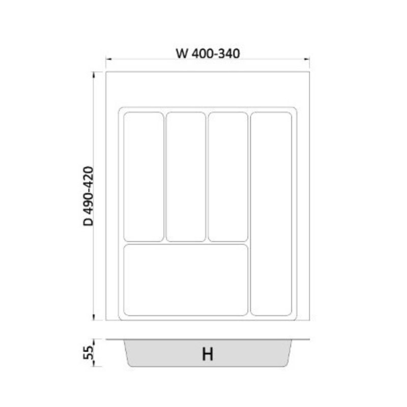 Пенал для посуду MAX 450 (340-400x422-490) - 2,0 mm графіт.