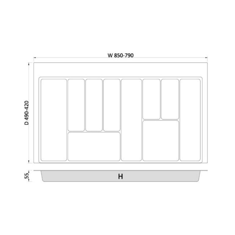 Пенал для посуду MAX 900 (790-850x422-490) - 2,0 mm графіт.