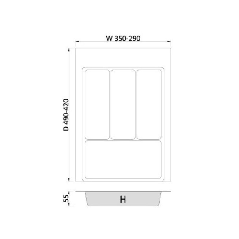 Пенал для посуду MAX 400 (290-350x422-490) - 2,0 mm білий,Rejs