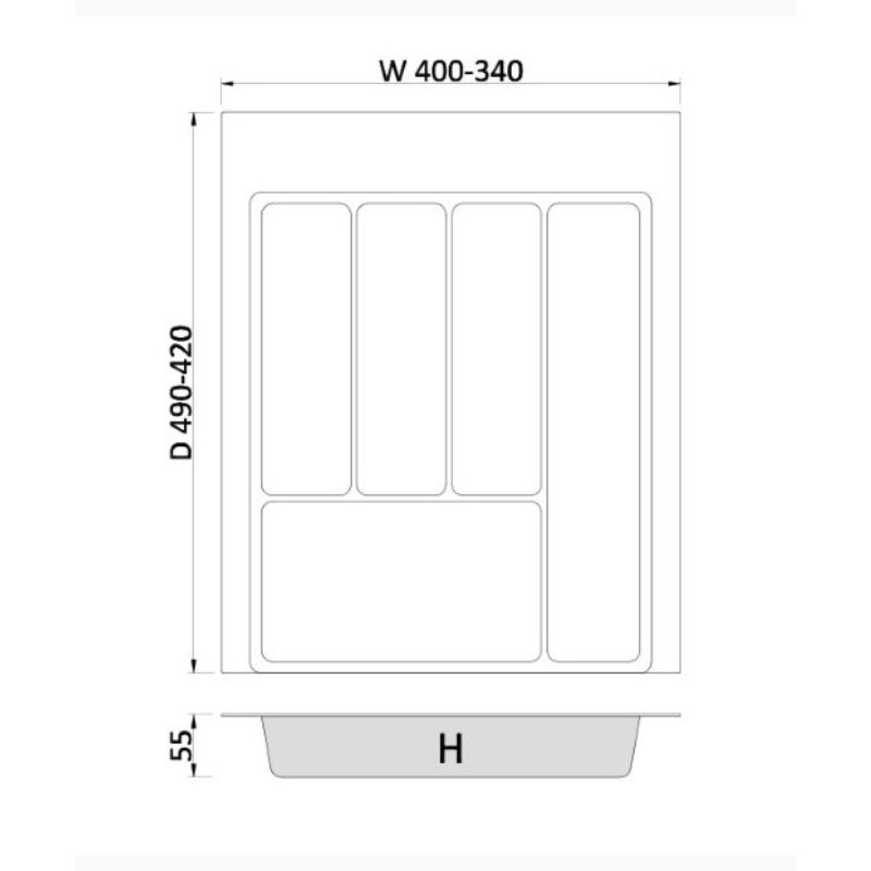 Пенал для посуды MAX 450 (340-400x422-490) - 2,0 mm белый,Rejs