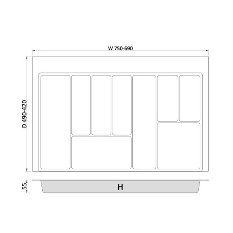 Пенал для посуду MAX 800 (690-750x422-490) - 2,0 mm білий,Rejs