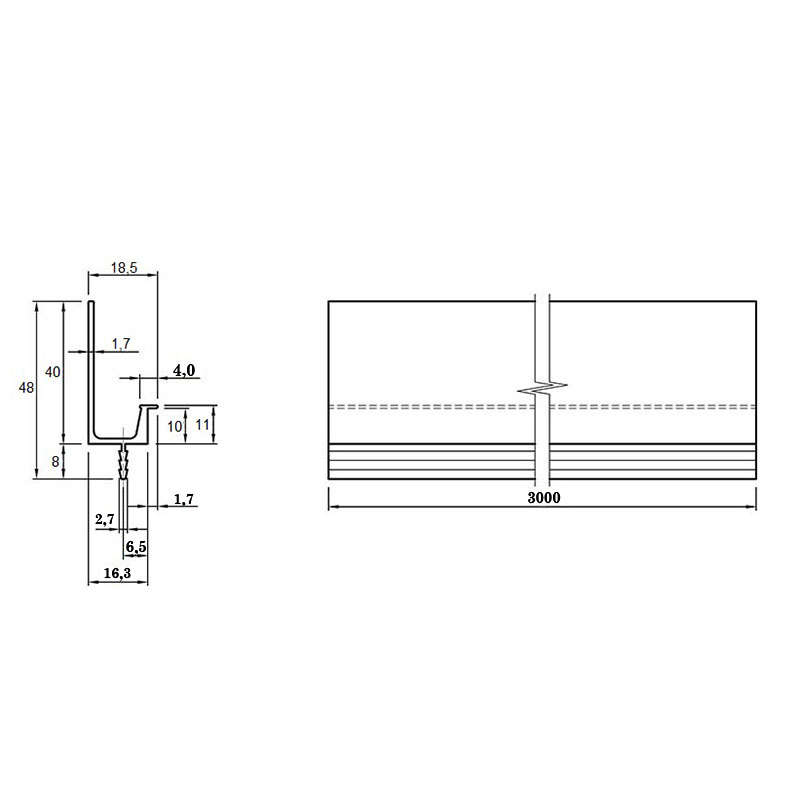 Ручка профильная Linken System Piano, 3м, золото матовое