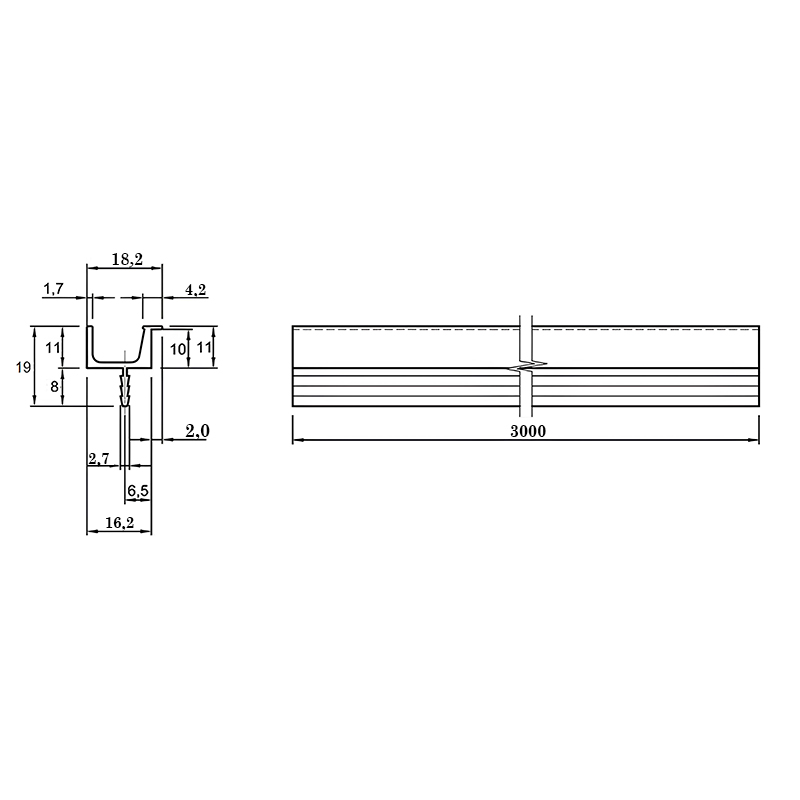 Ручка профильная Linken System Piano II, 3м, inox