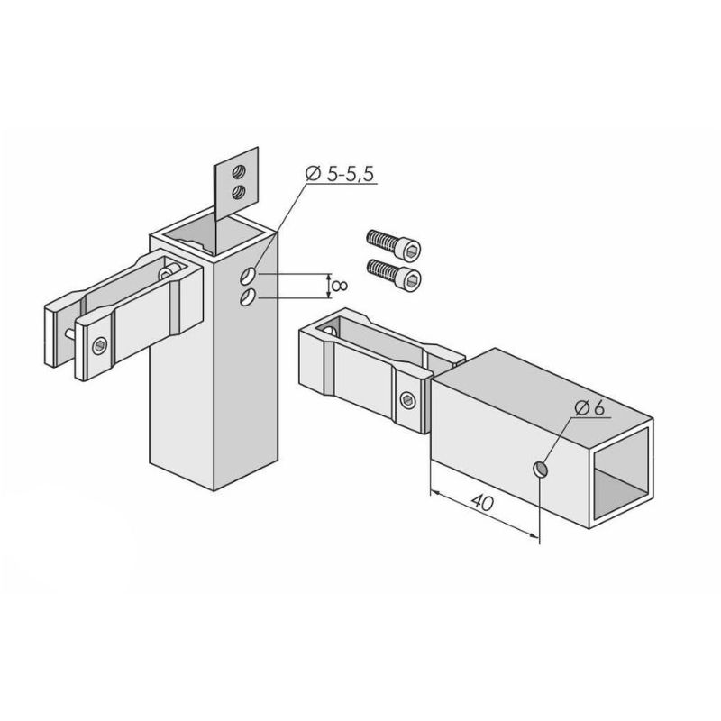 Крепление соединительное М20 к трубе 20x20x2 (б/а)
