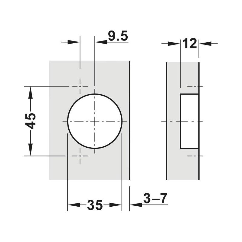 Петля Hafele METALLA SM 540 110° 1/2 с доводчиком 45/9.5