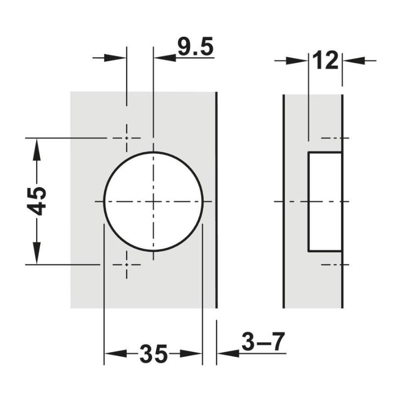 Петля Hafele METALLA SM 540 110° внутренняя с доводчиком, ЧЕРНАЯ, 45/9.5