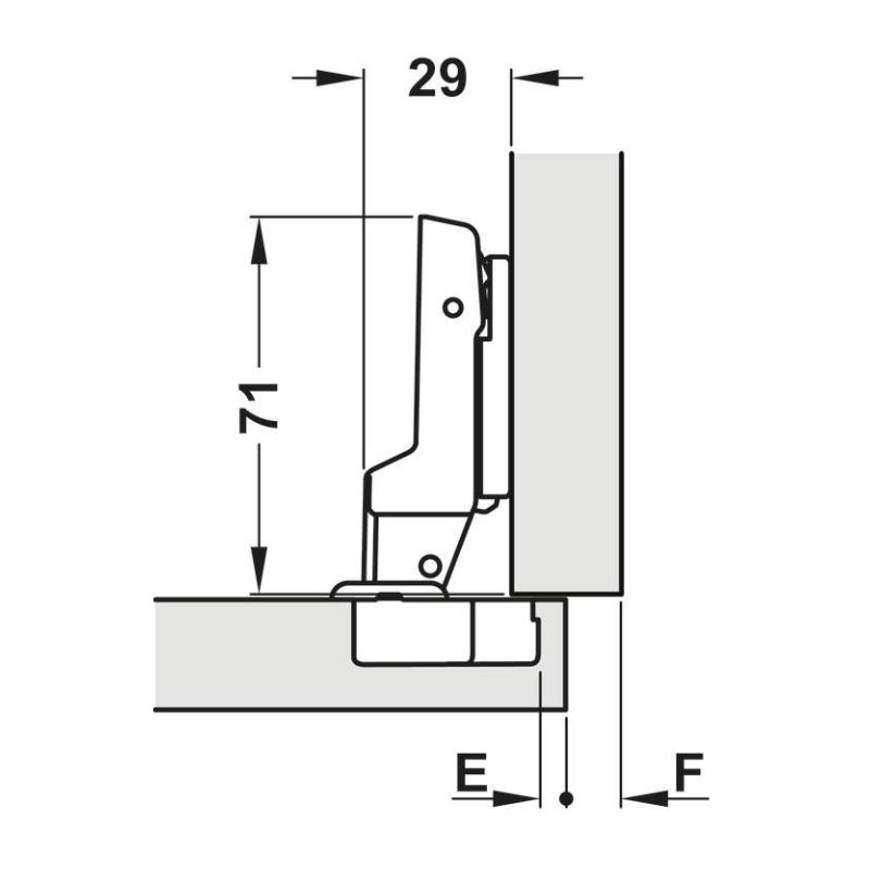 Завіса Hafele METALLA SM 540 110° 1/2 без пружини 45/9.5