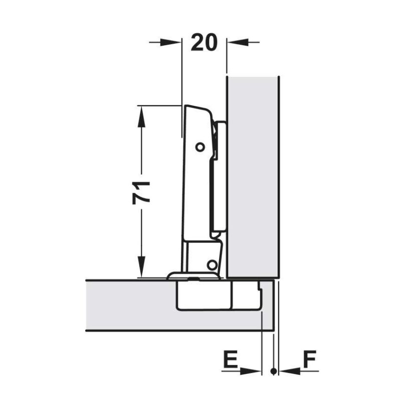 Завіса Hafele METALLA SM 540 110 ° зовнішня без пружини, ЧОРНА, 45/9.5