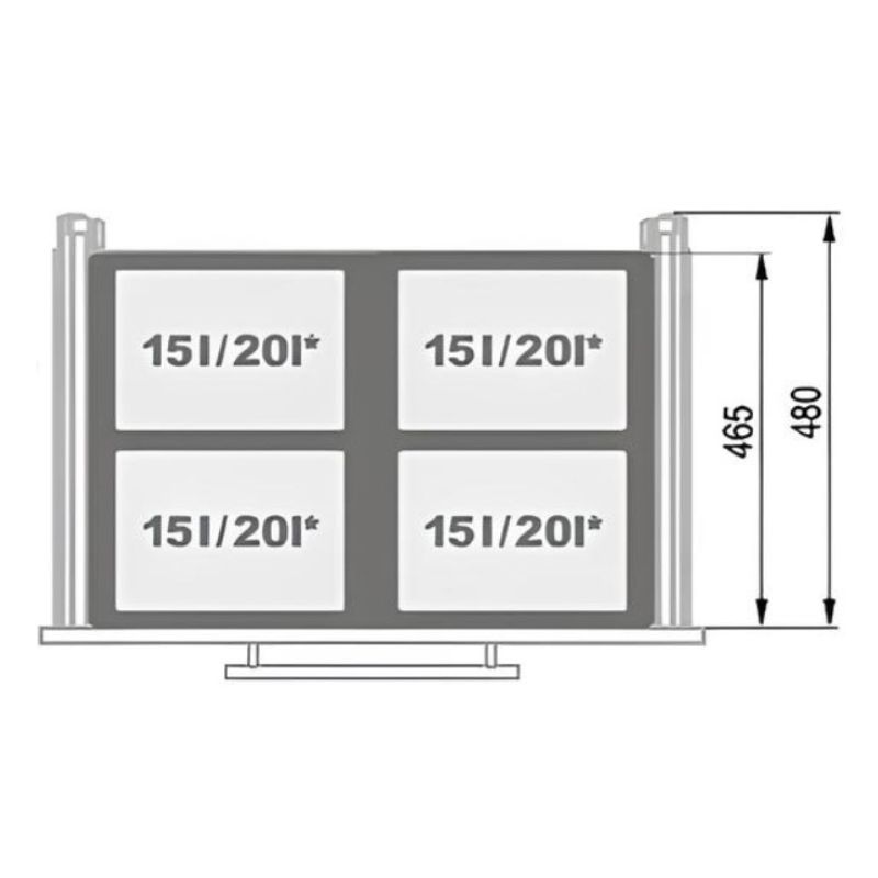 Відро-контейнер SEGREGO-800 графіт H=320 (4х20л) L-480(482), Rejs