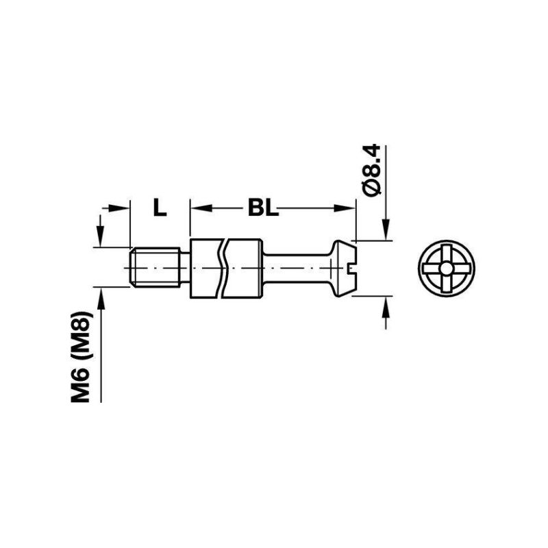 MAXIFIX Болт стяжки різьблення D8,4mm, глибина свердління 55mm, Hafele